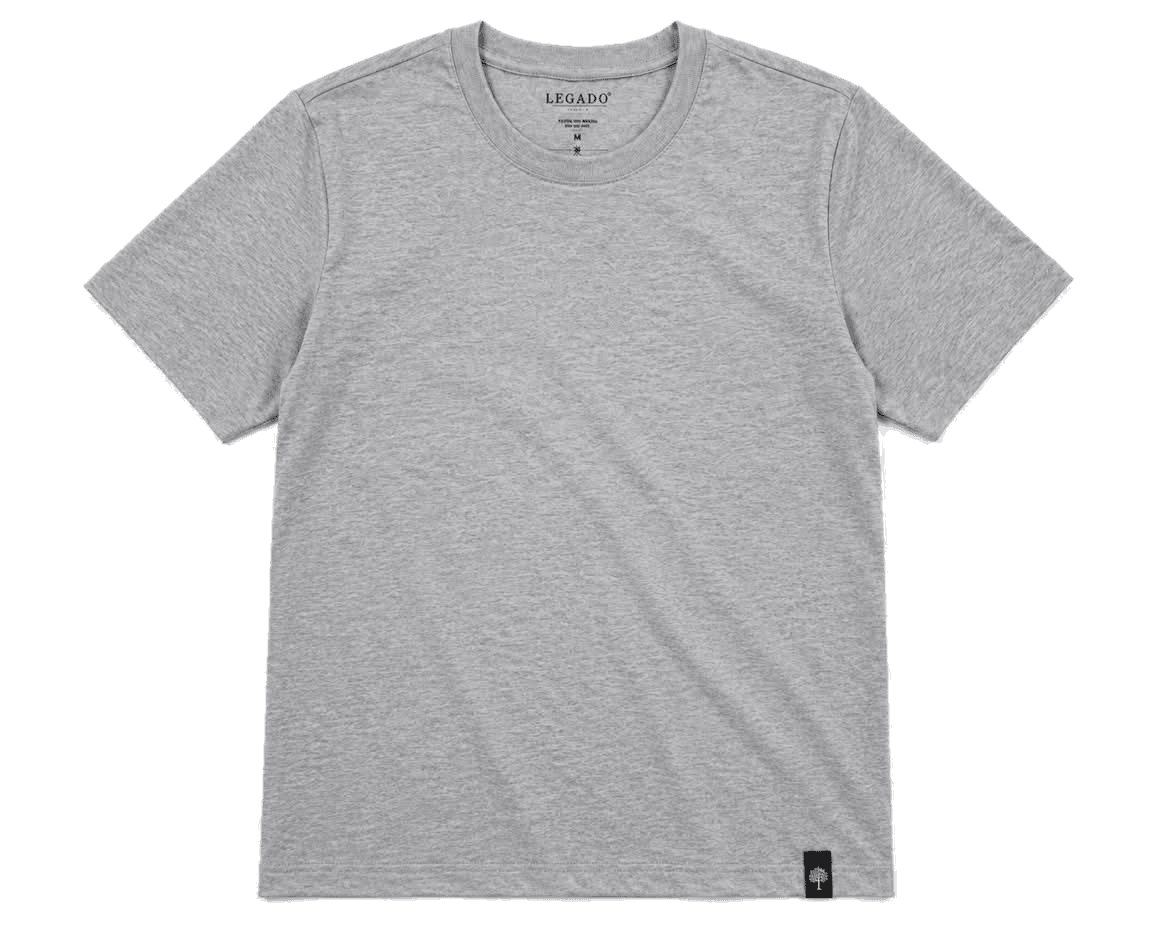 Camiseta Essential na cor cinza mescla, vista de frente
