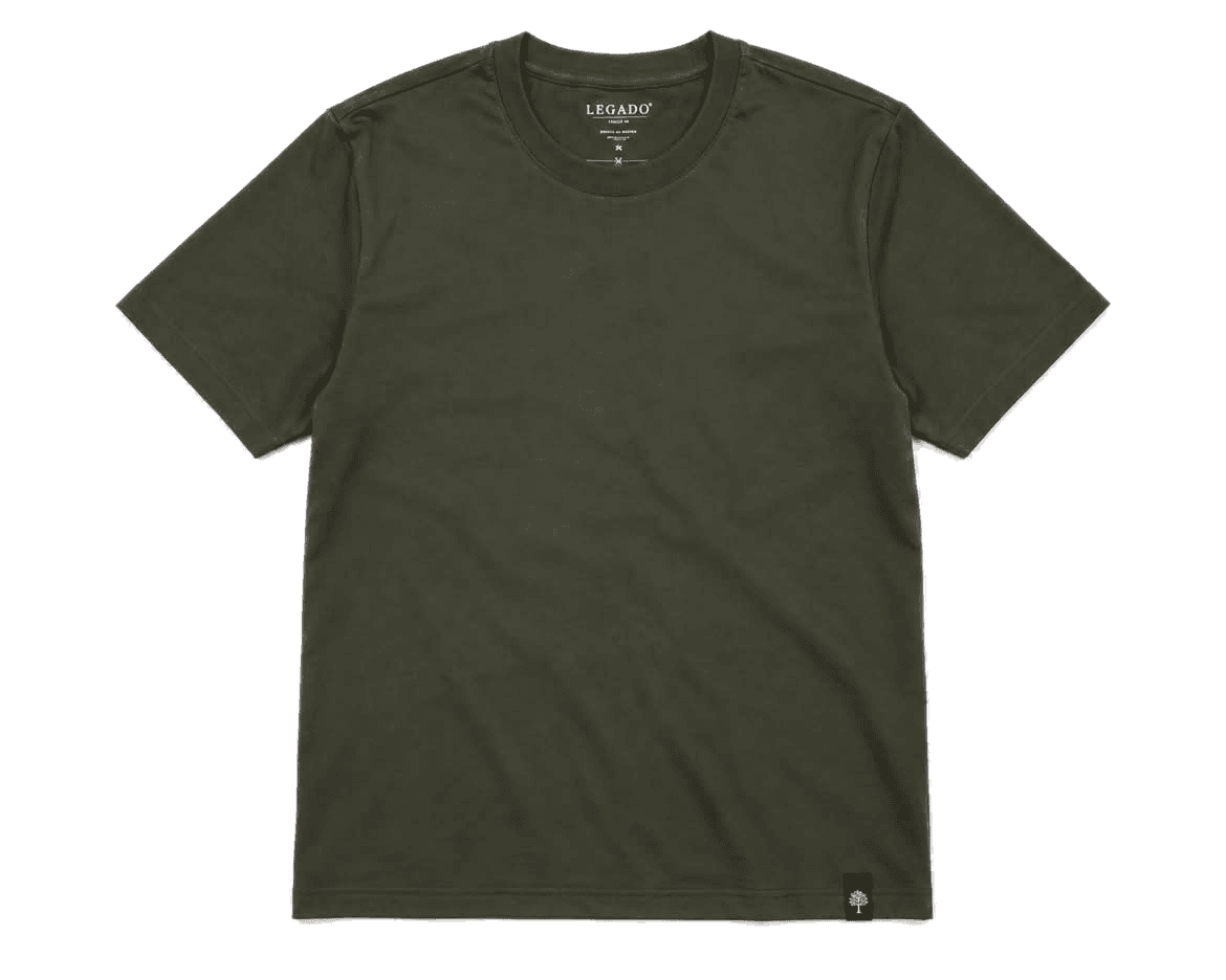 Camiseta Essential na cor verde militar, vista de frente